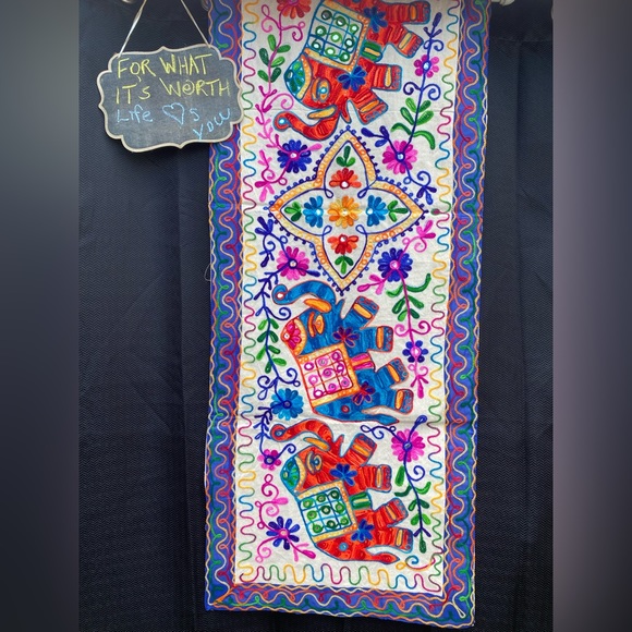 335-You Are Powerful ❤️ Embroidered Elephant Table Runner - Picture 3 of 7
